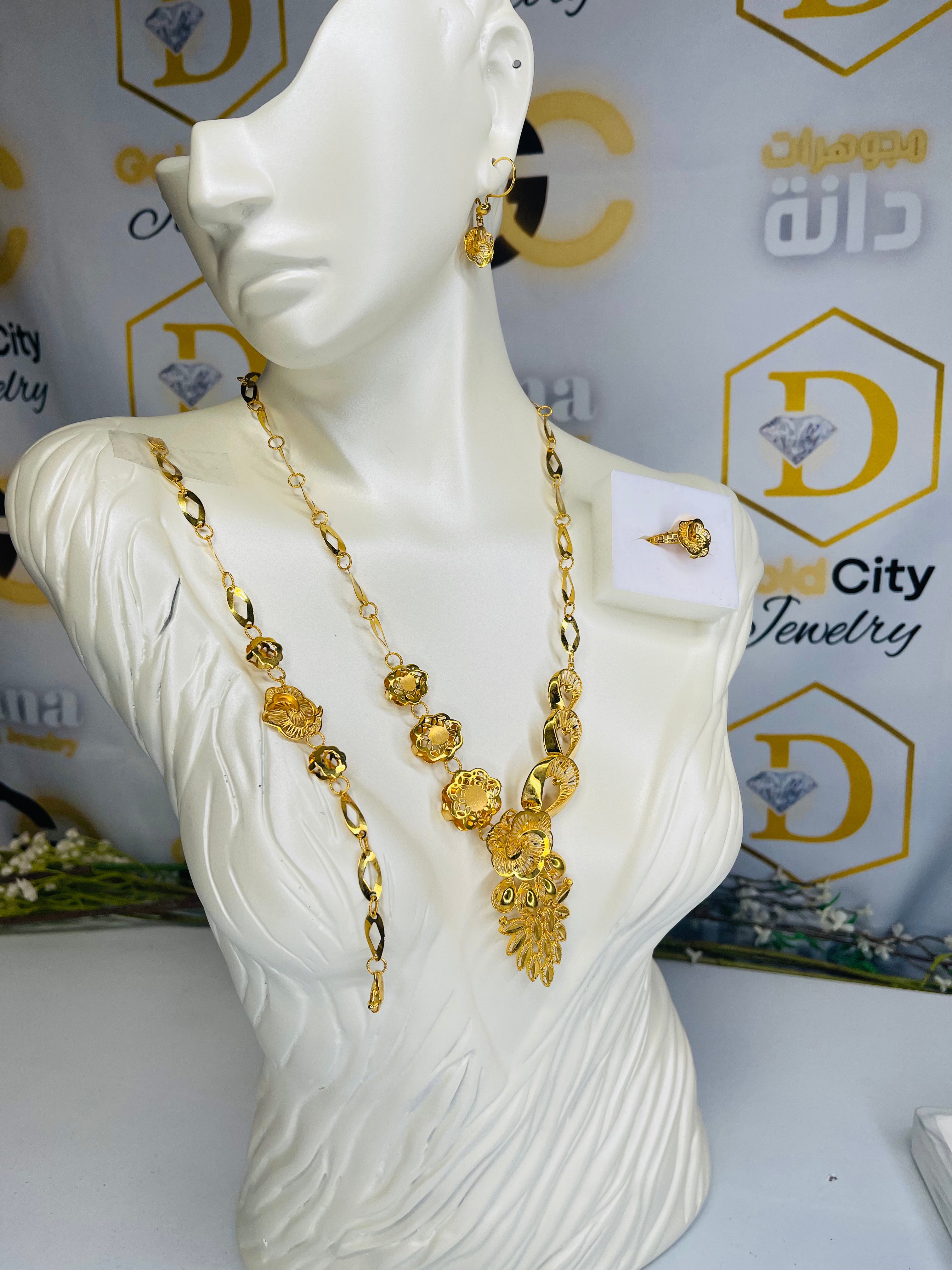 21k Turkish Floral Necklace Set