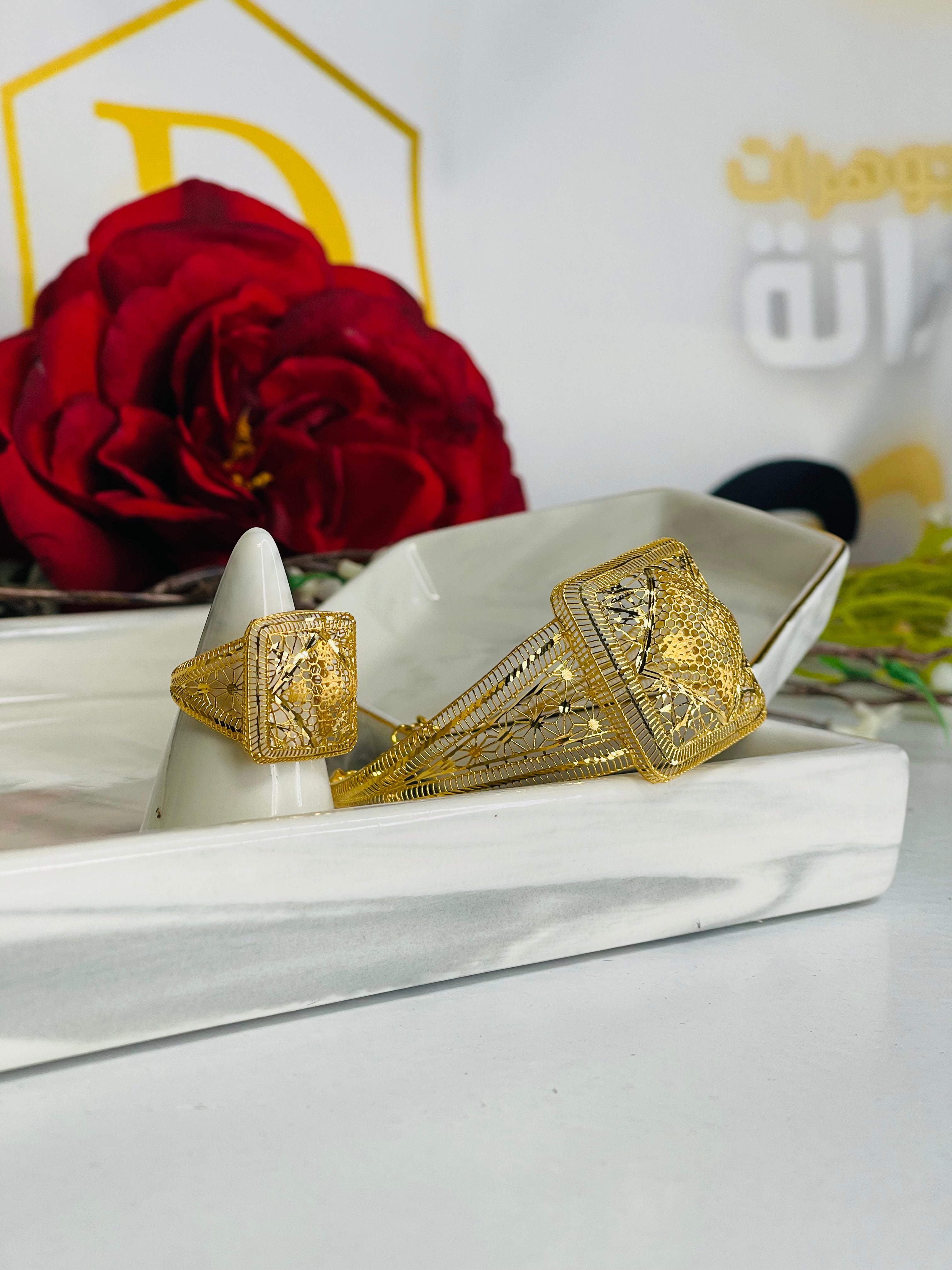 21k Emirati Bangle Bracelet + Ring