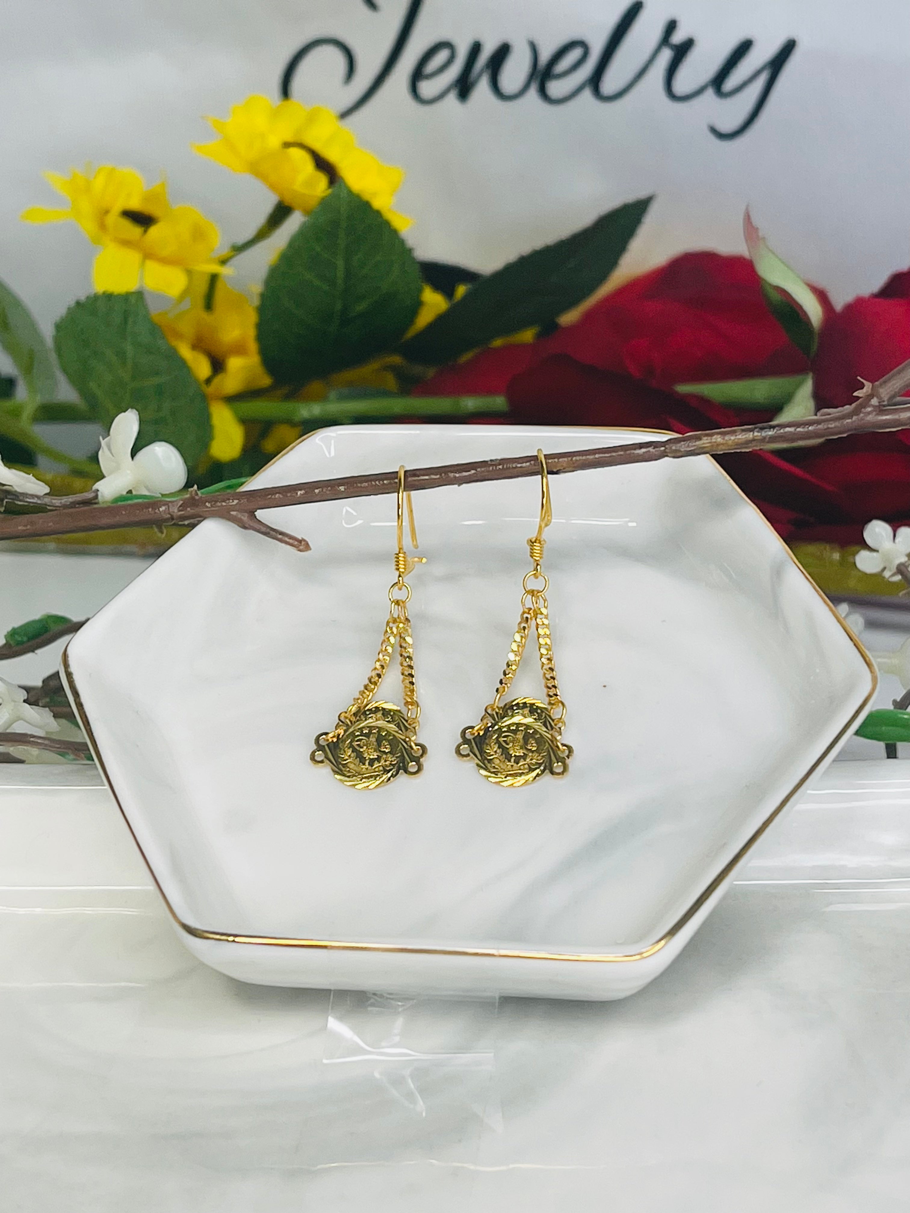 21k Small Turkish Coin Earrings